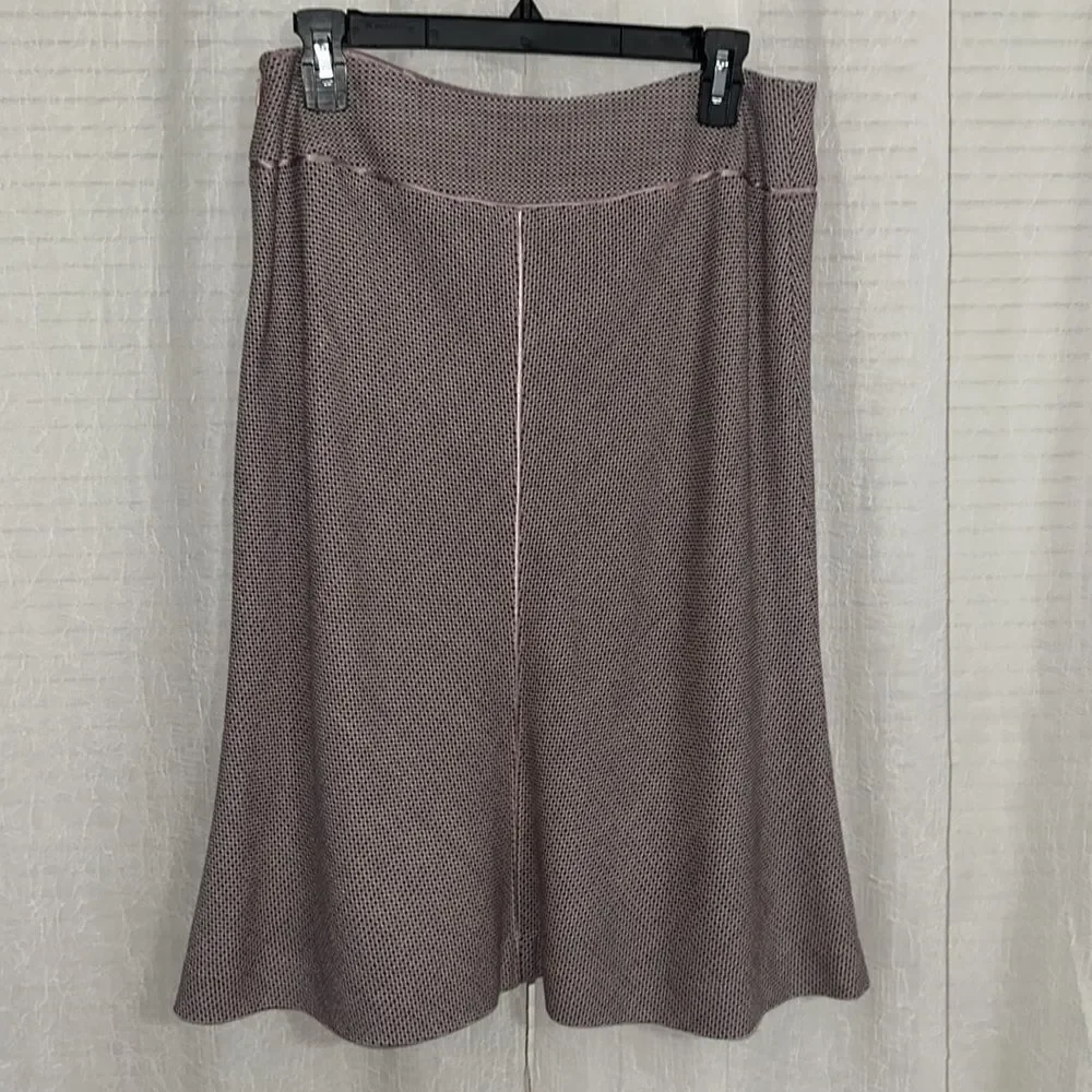 Ann Taylor 8 Burgundy Mauve Pink Wool Blend Satin Trim Fitted A-Line Skirt